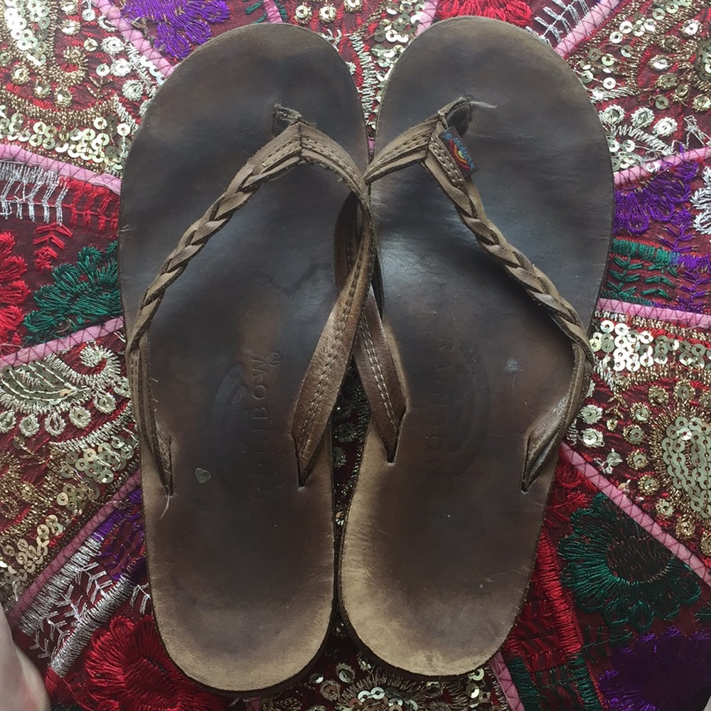 Rainbow flip flops